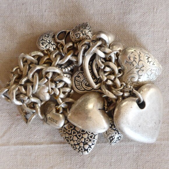 Puffy Heart Charms Silver Tone Necklace - Picture 2 of 11